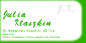 julia klaszkin business card